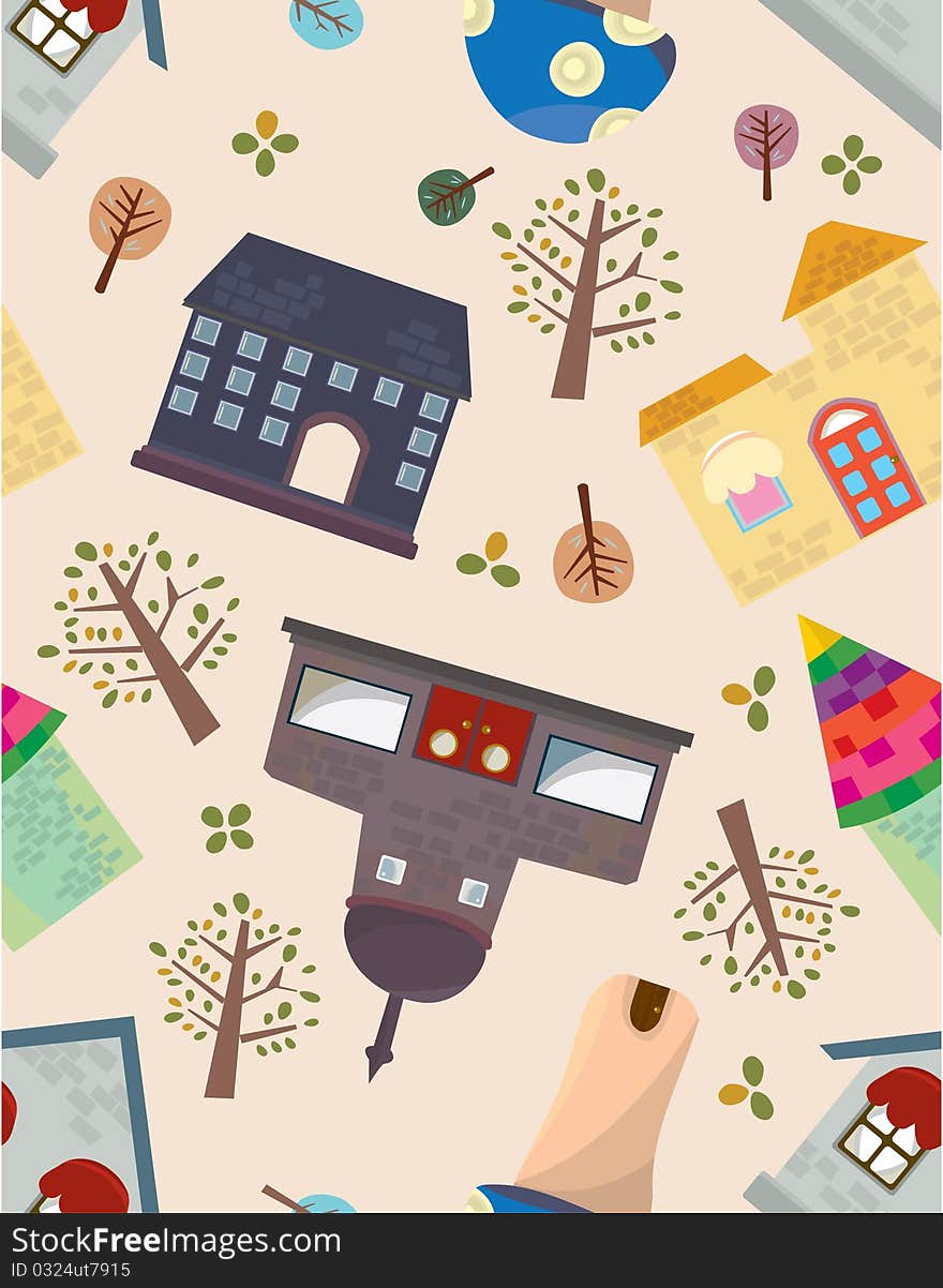 Seamless house pattern, illustration