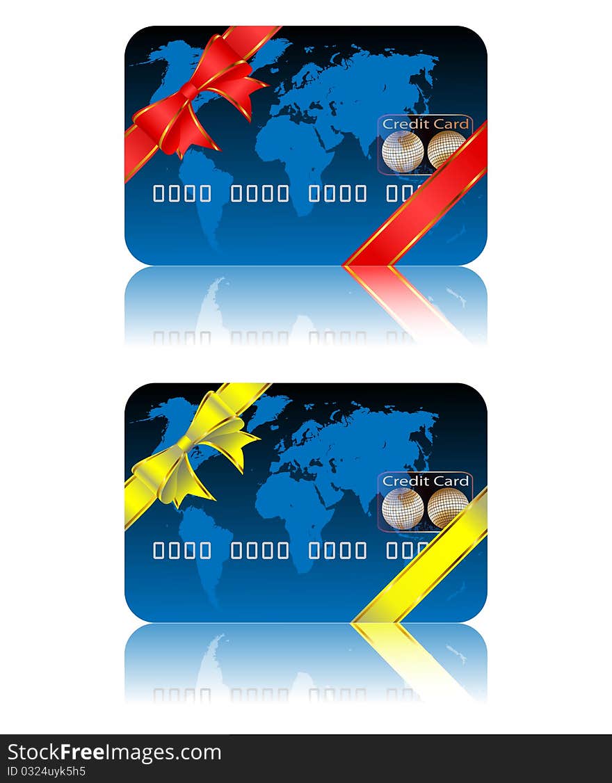 Illustration of credit card on a white background. Vector.