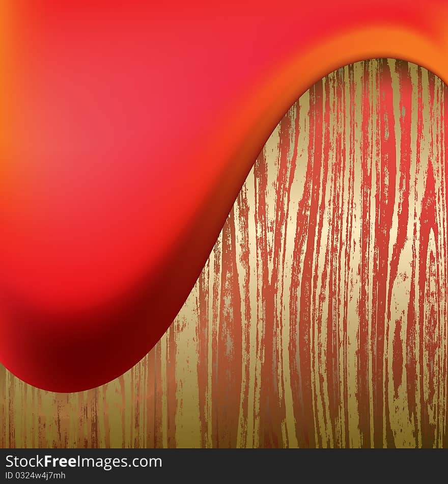 Abstract background wooden plank and red wave