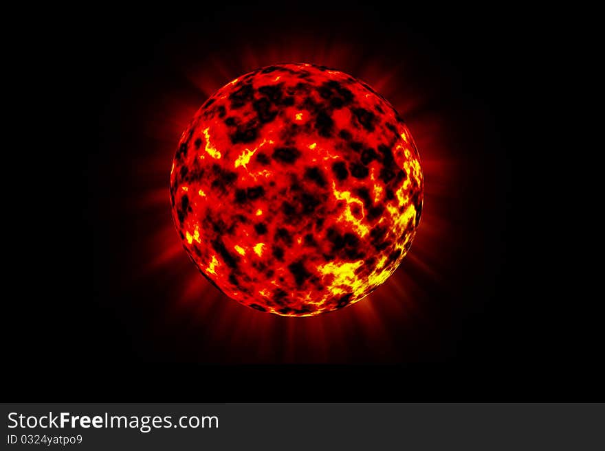 Hot sun in the space