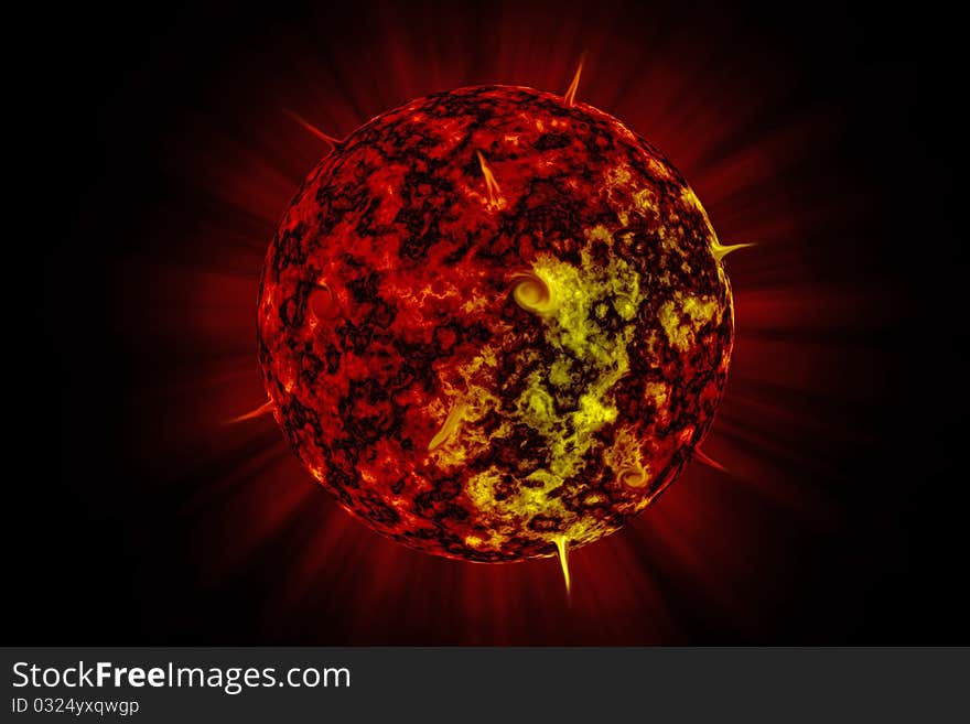 Hot sun in the space