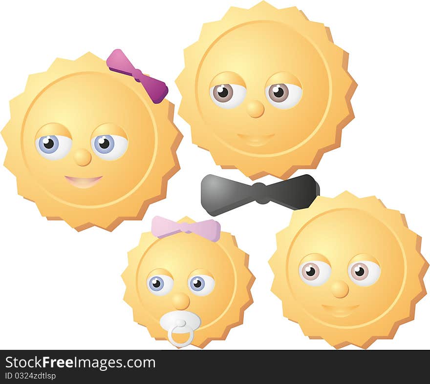 Illustration of Happy smiley Sunny Family. Illustration of Happy smiley Sunny Family