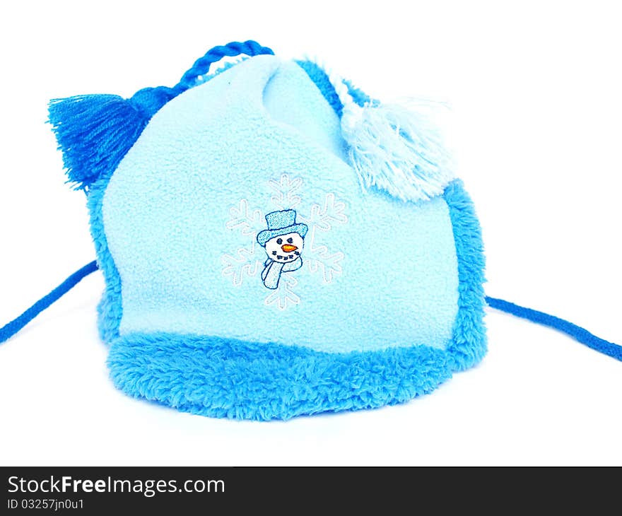 Blue baby hat for winter. Blue baby hat for winter