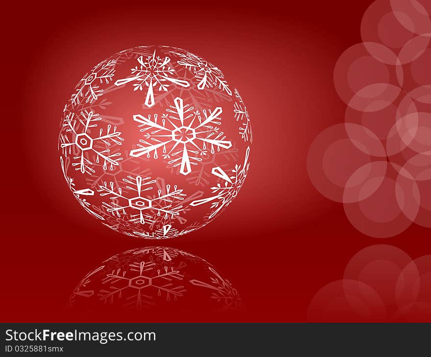 Red shiny snowflakes ball illustration