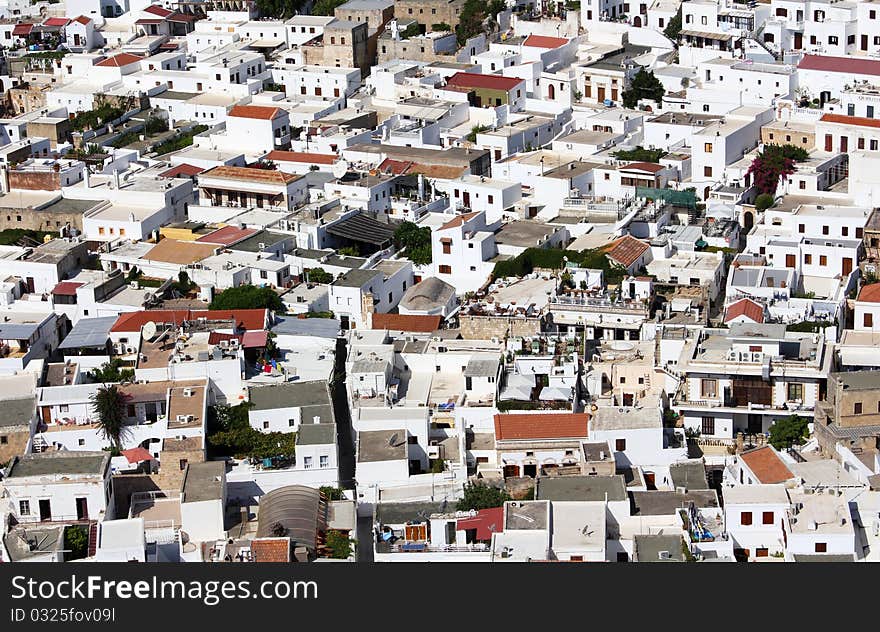 White sugar cube houses from above. White sugar cube houses from above