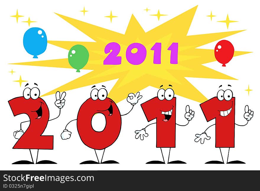 2011 Year cartoon character numbers symbols. 2011 Year cartoon character numbers symbols