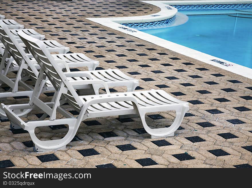 Deckchair by the pool in the hotel