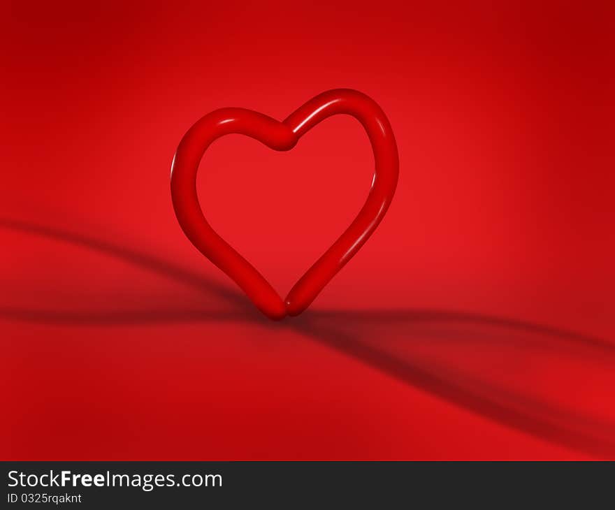 Heart shaped red balloon on a red background. Heart shaped red balloon on a red background