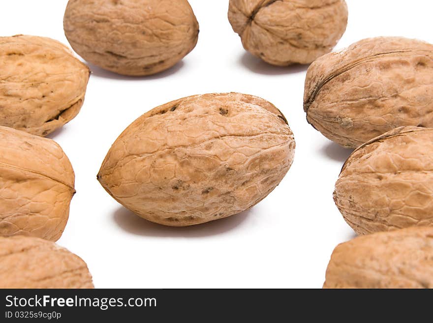 Walnuts isolated on white background