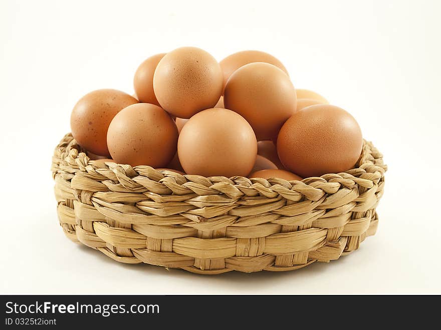 Basket with colored eggs close.up