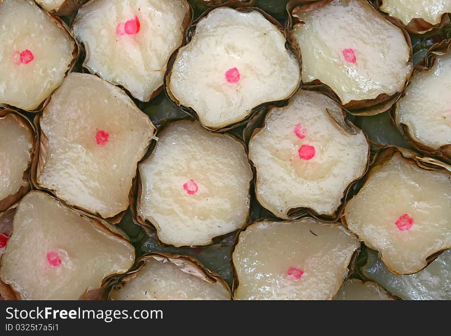 Traditional Basket shaped Chinese pudding Sweetmeat,closeup