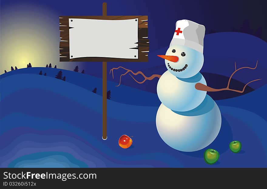 Winter Landscape Snowman Doctor