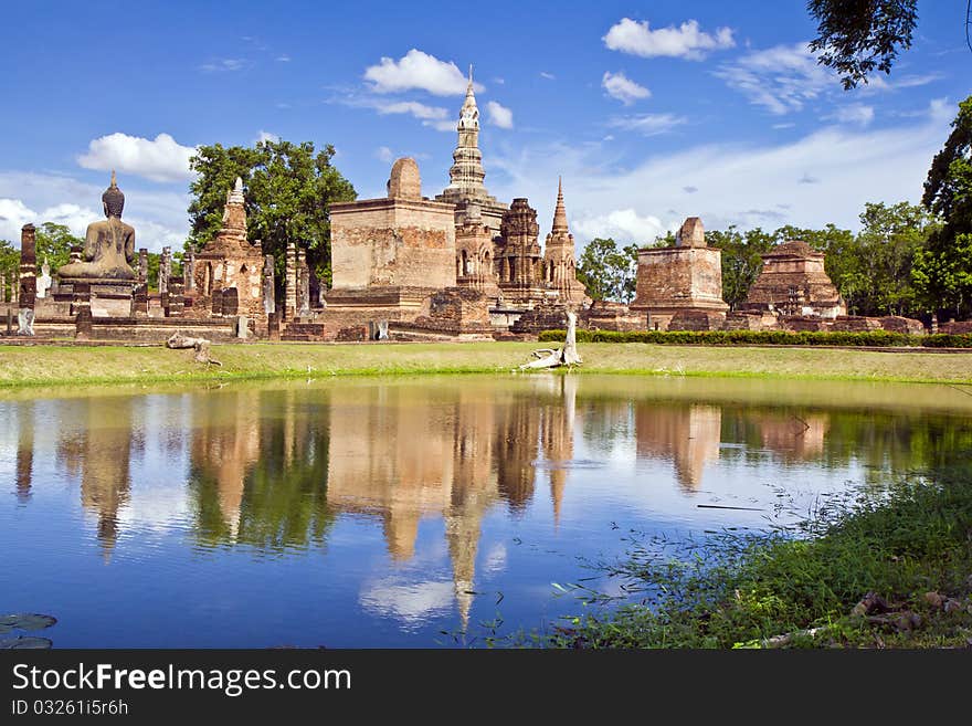 Buddha the ancient remains where Sukothai temple