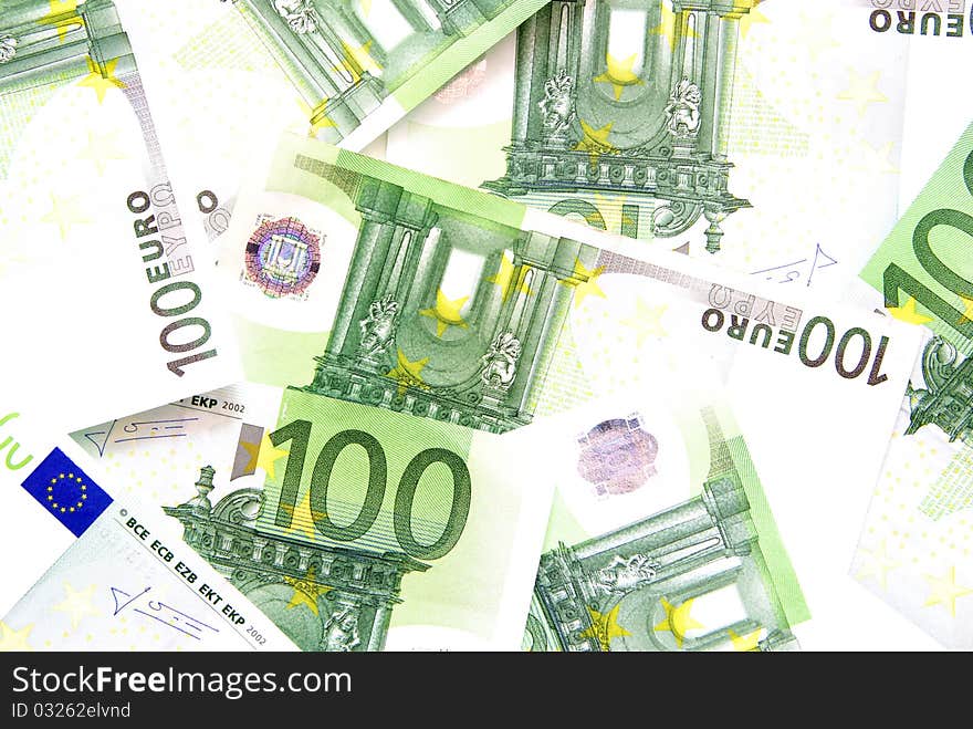 Finance background with stack of european banknotes