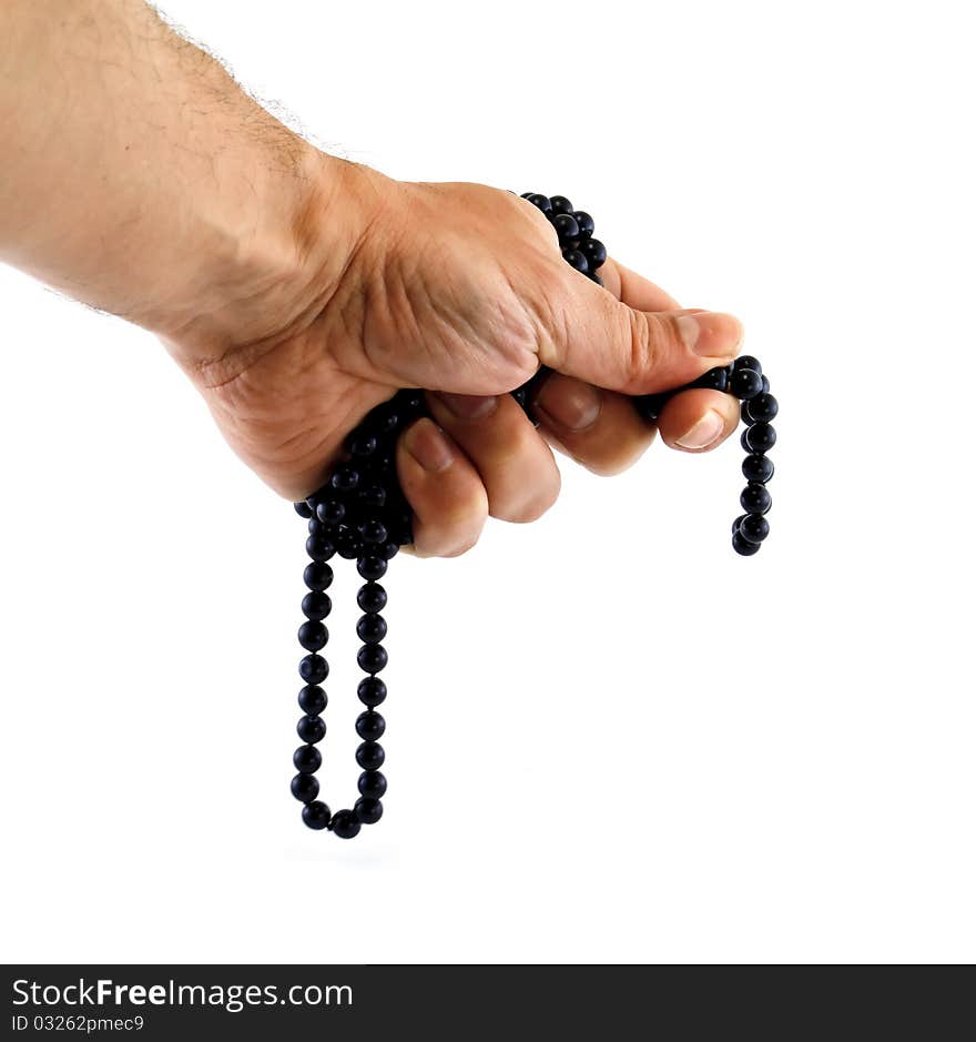 A Hand praying in a white background