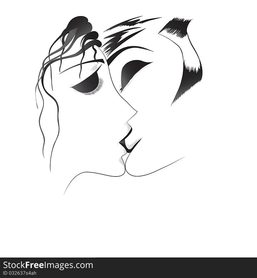 Vector hand drawn loved couple. Vector hand drawn loved couple.