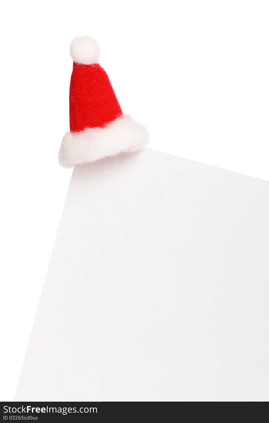 New Year: Clear Sheet Of Paper With Santas Cap