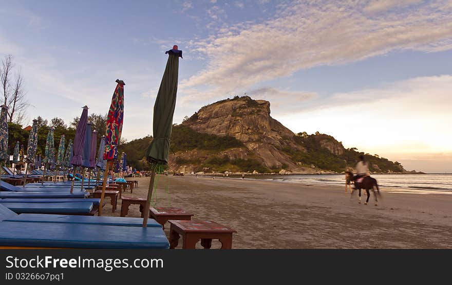 The beach is khaotakiab , at have a horse for while , take extremely the stomach tours , Huahin city , Thailand , ,. The beach is khaotakiab , at have a horse for while , take extremely the stomach tours , Huahin city , Thailand , ,