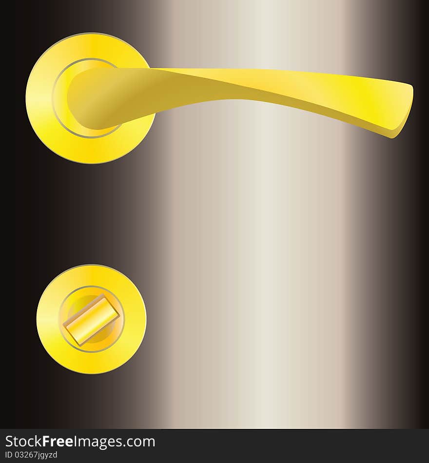 Vector golden door handle and lock