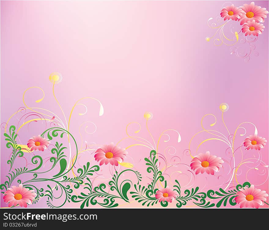 Illustration flower spring summer vector pink rosa green. Illustration flower spring summer vector pink rosa green