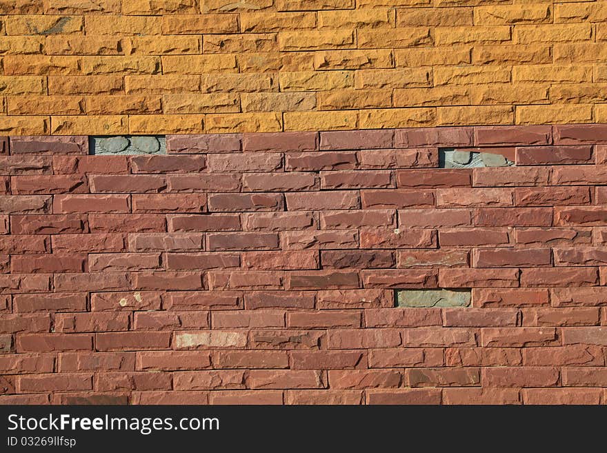 Closeup of colorful Modern Brick Wall texture