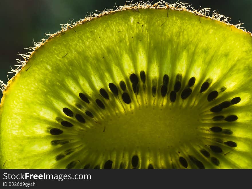 The sun light in the kiwi fruit