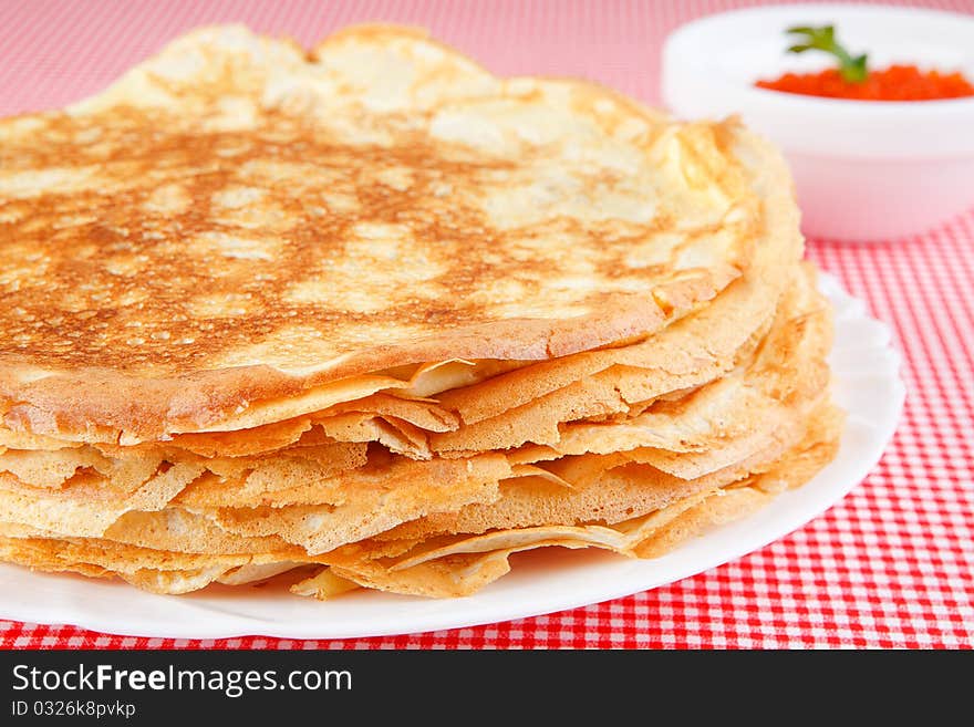 Pancakes with caviar