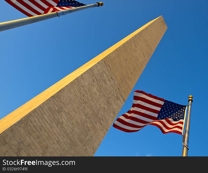 USA Flags in the Washington DC Monument