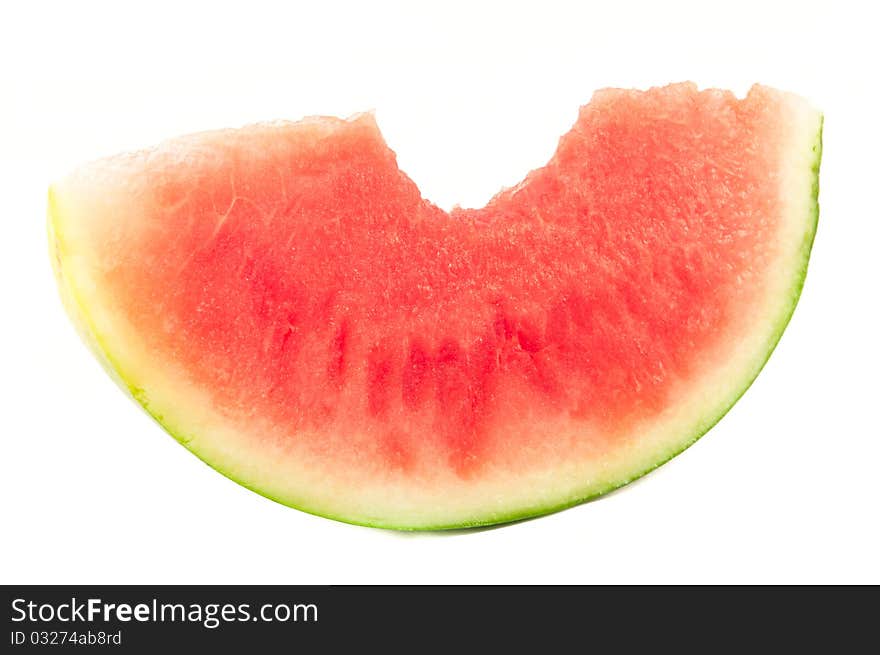 Ripe and juicy water melon slice isolated on white background. Ripe and juicy water melon slice isolated on white background