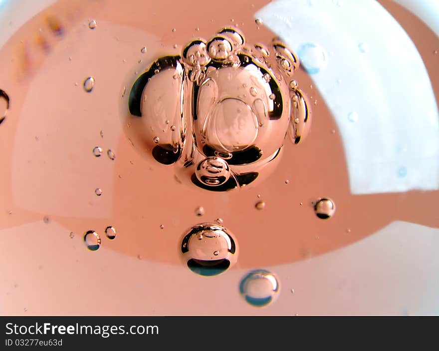 Closeup of ball with air bubbles inside.