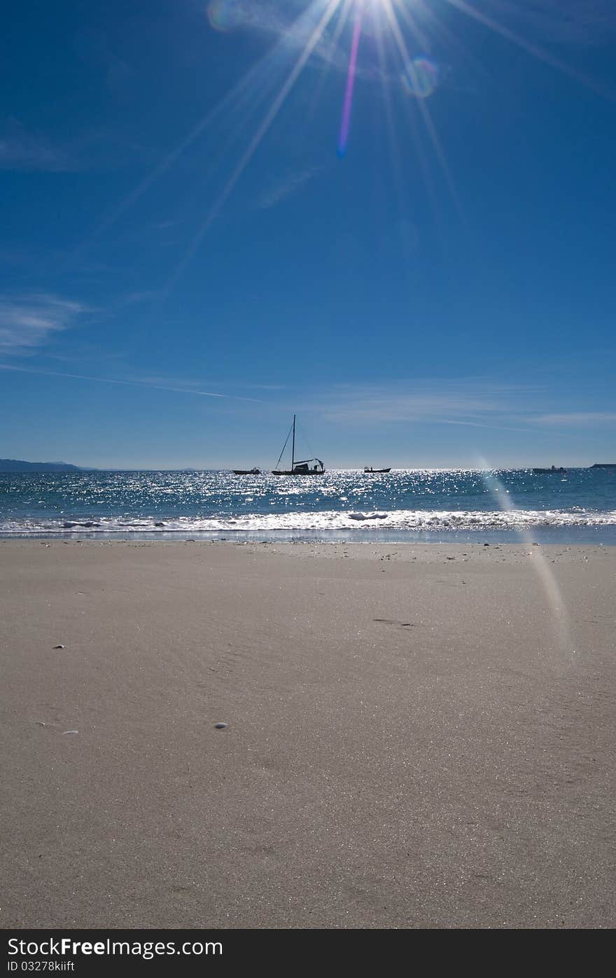 The beach in Finisterre, Spain. The beach in Finisterre, Spain