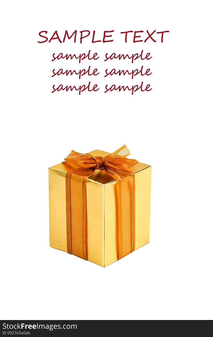 Golden gift on the white background