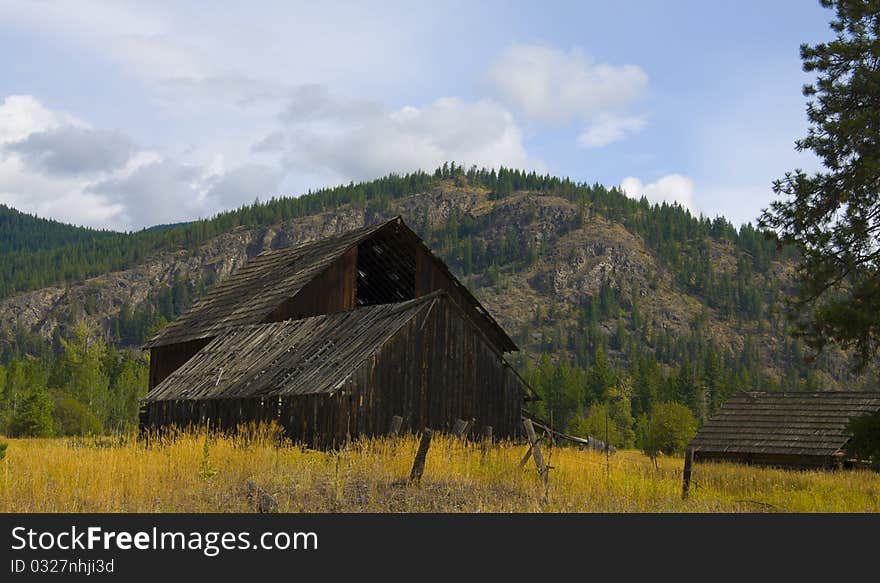 Old Barn in Golden field