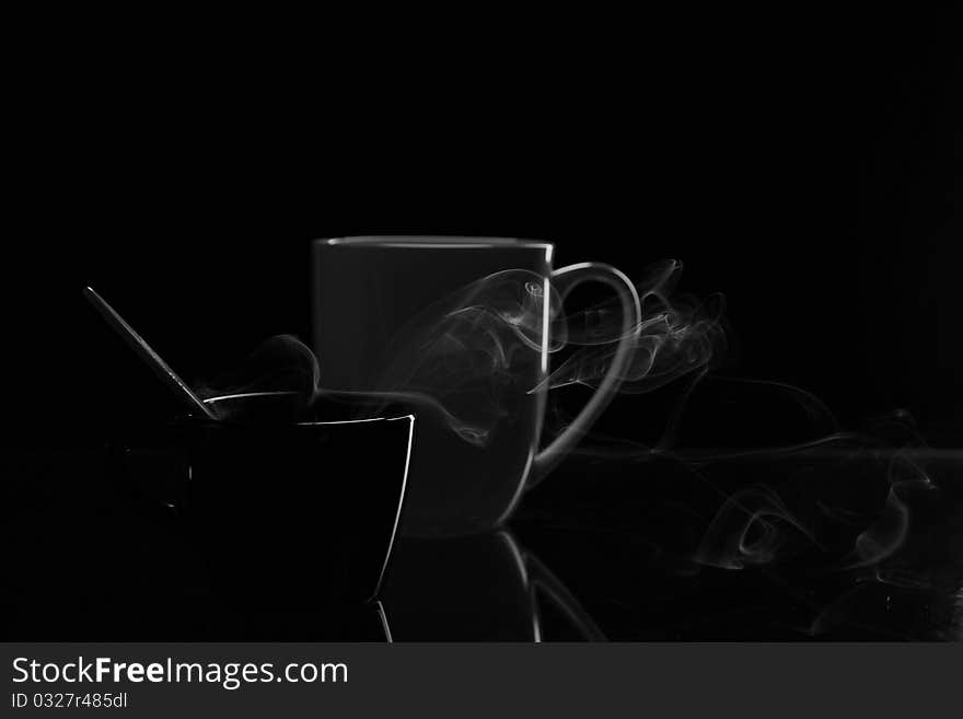 Photo shadow Glass coffee smoke