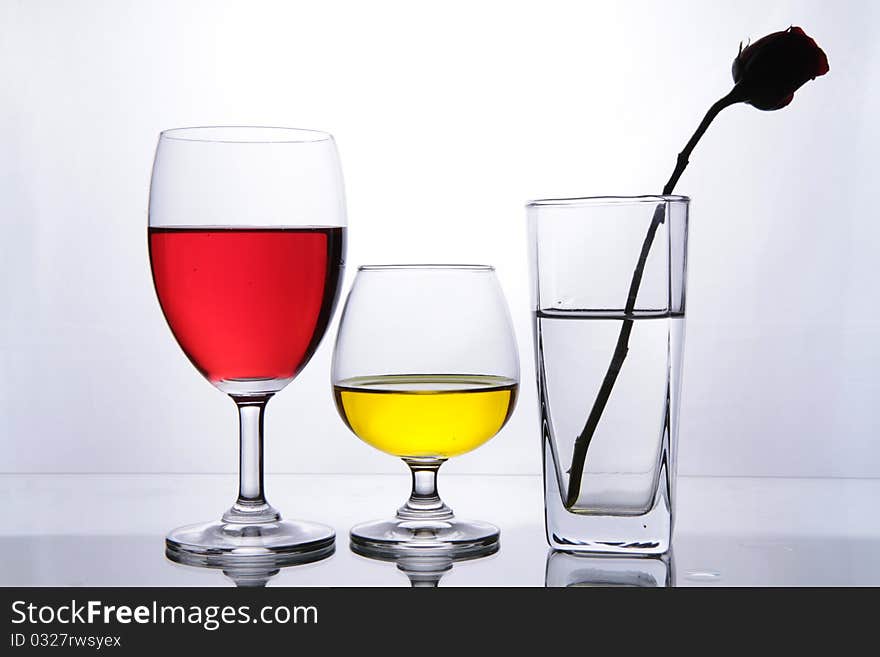 Still life color wine glass