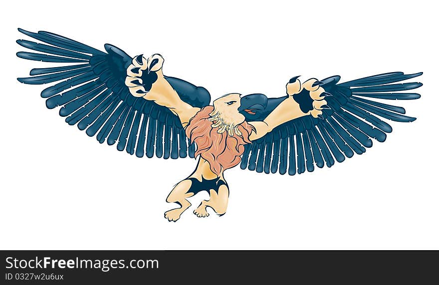 An Illustration of a flying Griffon