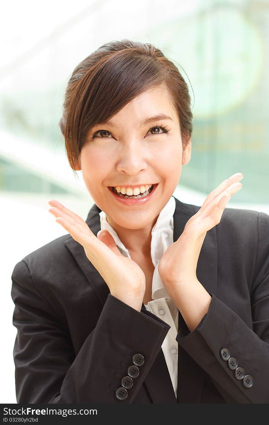 Portrait of young cheerful business woman. Portrait of young cheerful business woman