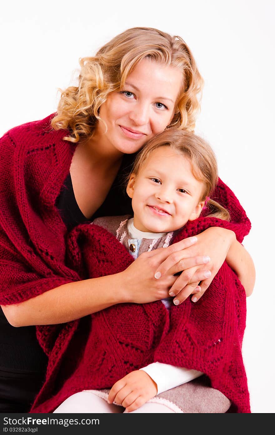 Beautiful blonde haired woman and little girl. Beautiful blonde haired woman and little girl