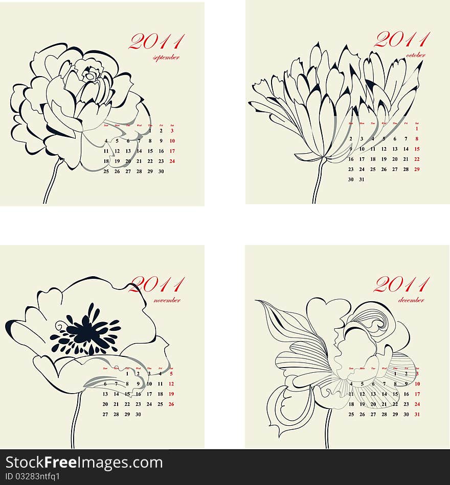 Calendar With Flowers For 2011