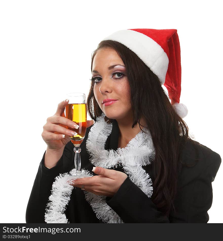 Businesswoman in a christmas hat