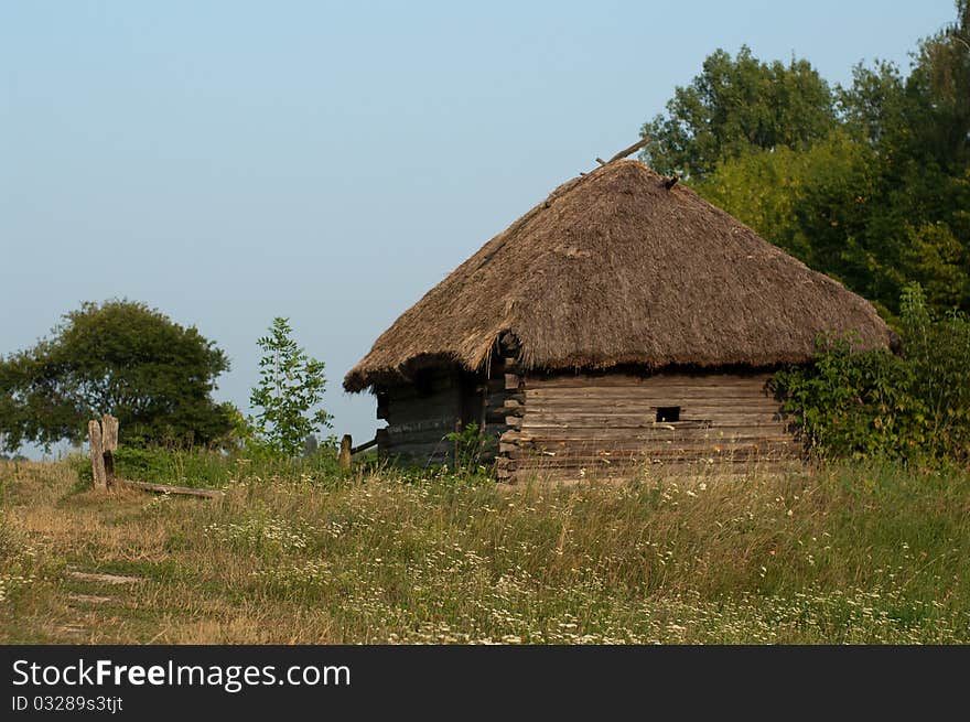 Wooden house in the village