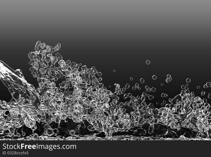 3D Water on black background