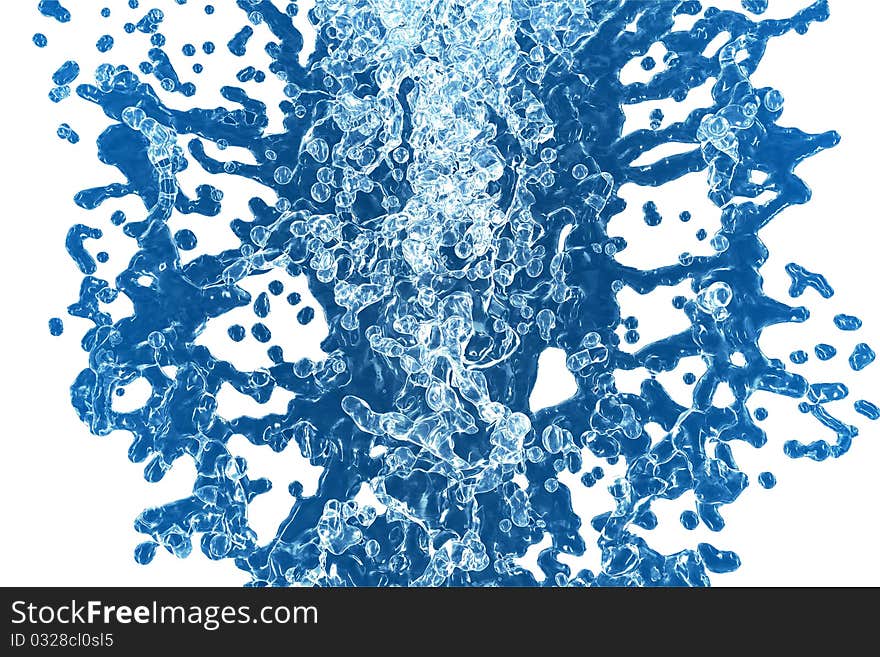 3D Blue water on white background