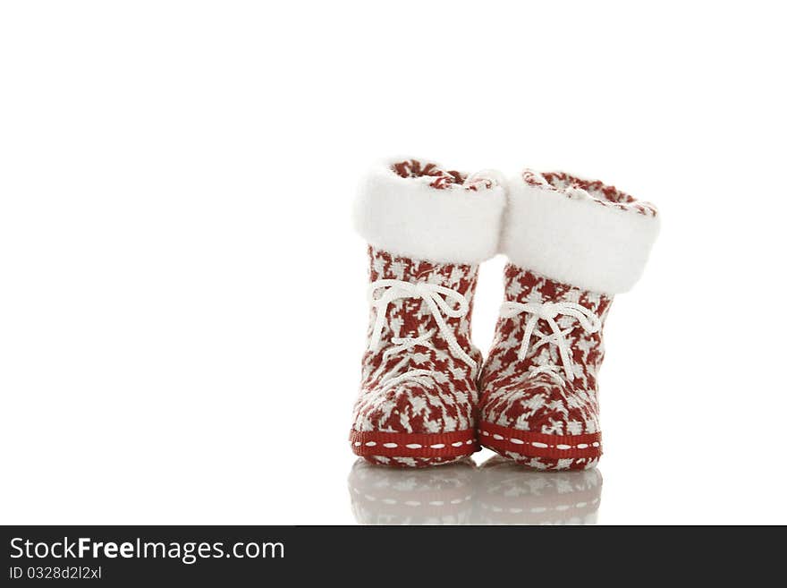 Christmas shoes (socks) on a white background. Christmas shoes (socks) on a white background