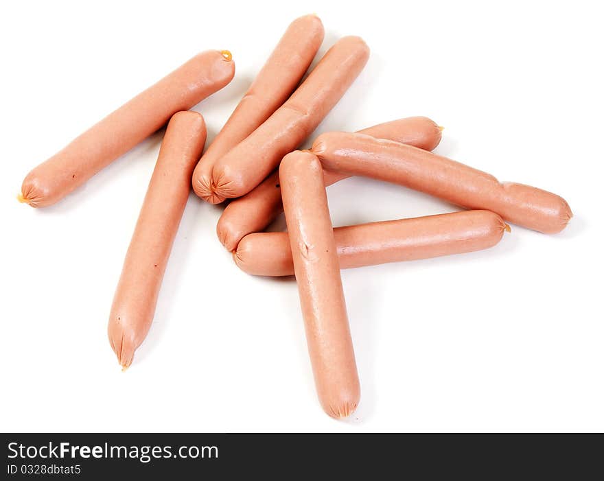 Pile of raw sausages