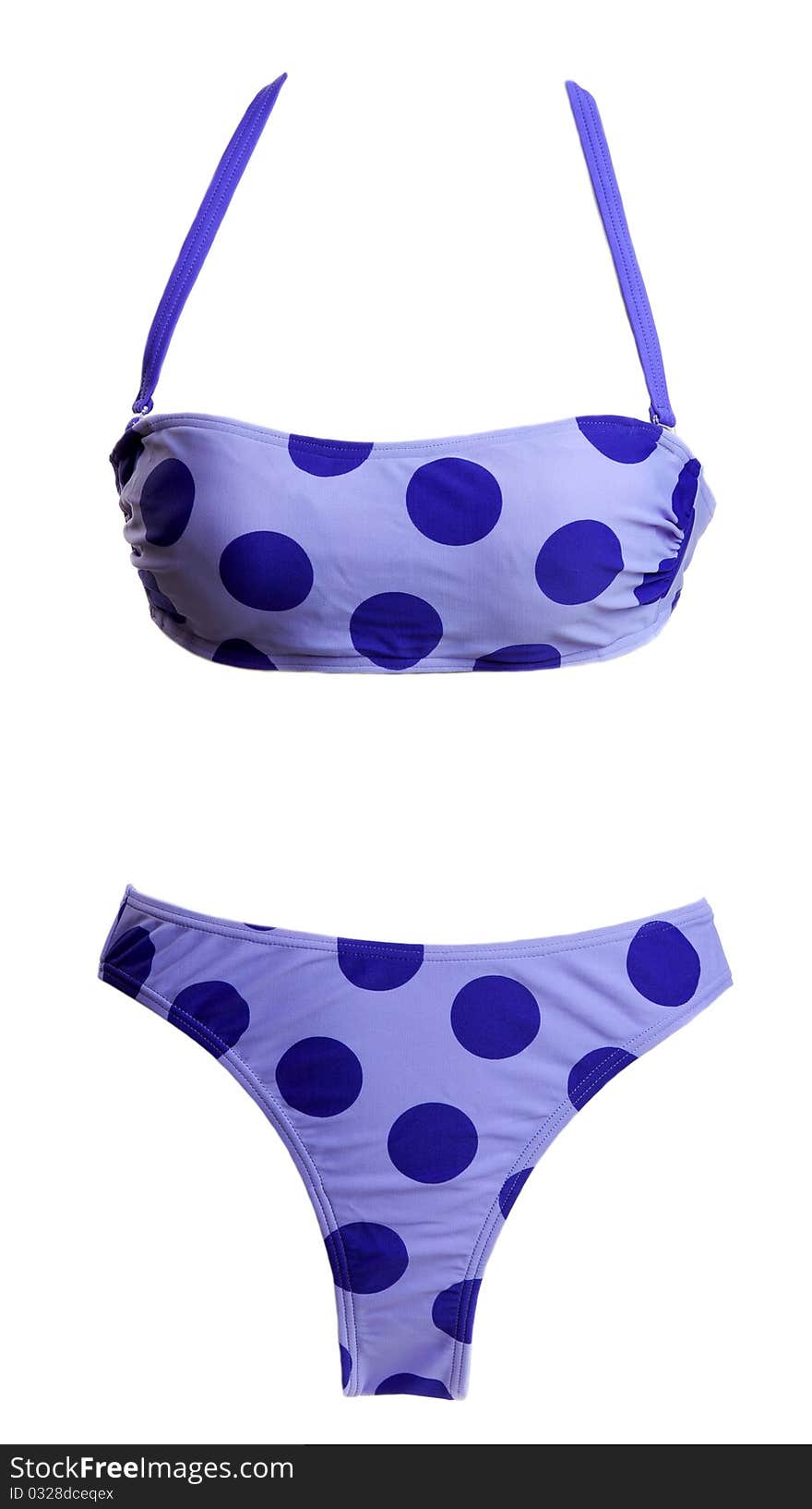 Blue swimsuit with a circular pattern on a white background