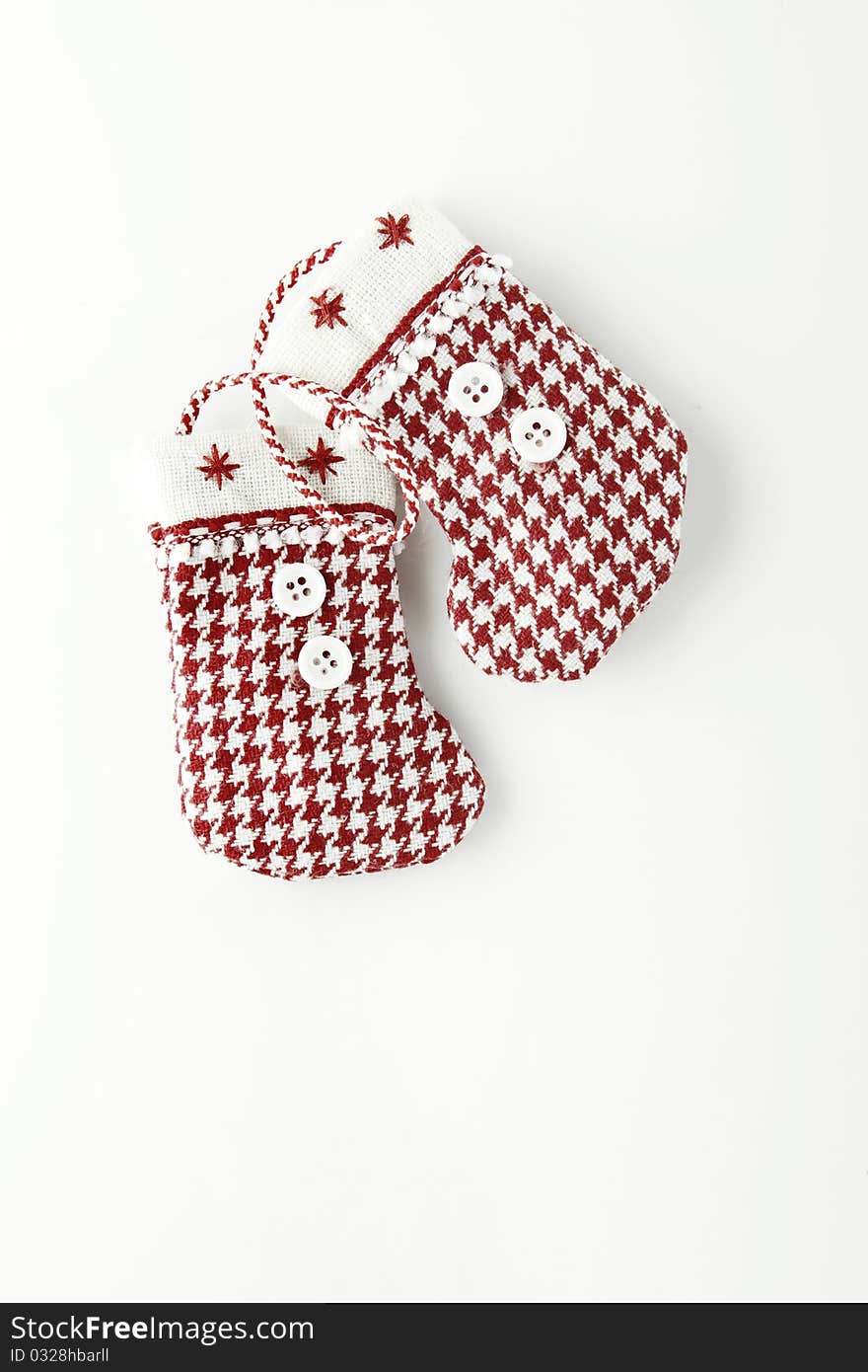 Christmas stockings on a white background