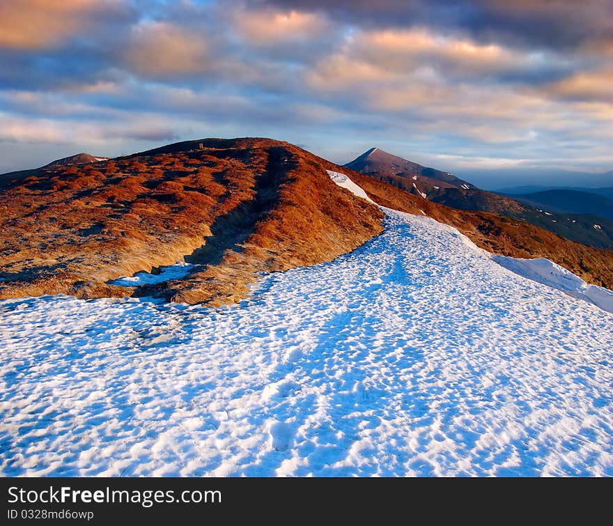 Spring Landscape In Mountains