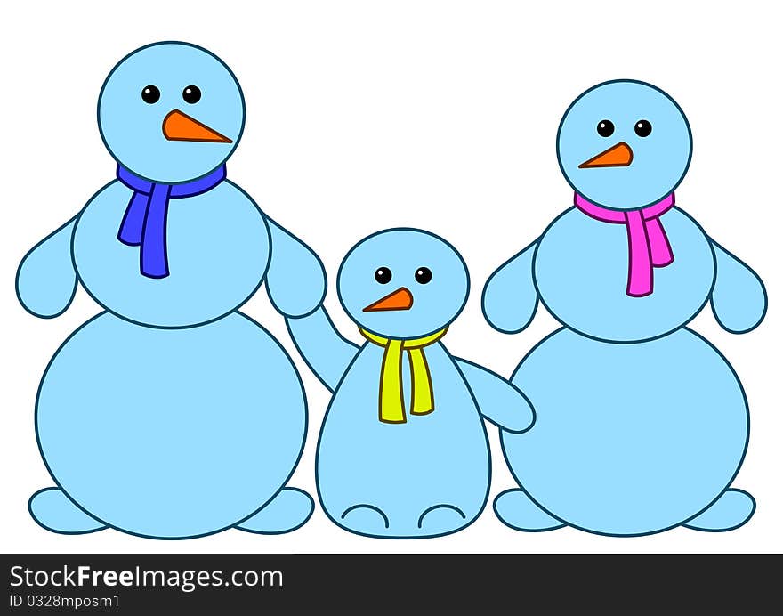 Snowballs family: baby, mother, father, christmas sign pictogram