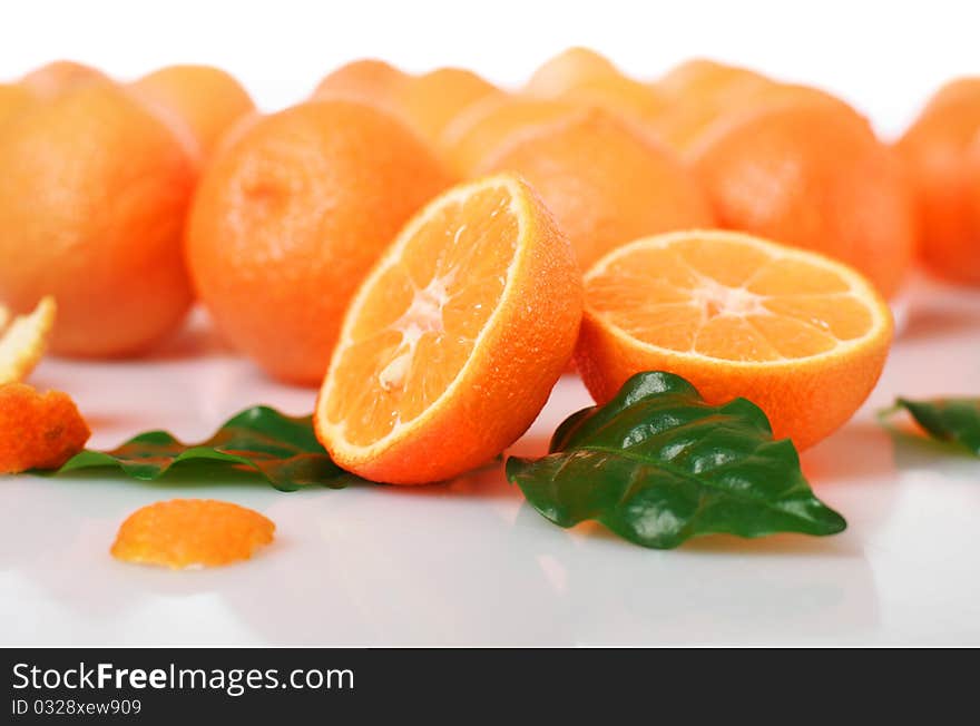 Fresh oranges isolated over white background. Fresh oranges isolated over white background.